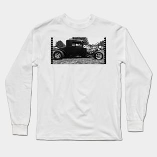 Black and White Hot Rod Long Sleeve T-Shirt